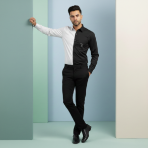 monochrome dual panel designer shirt