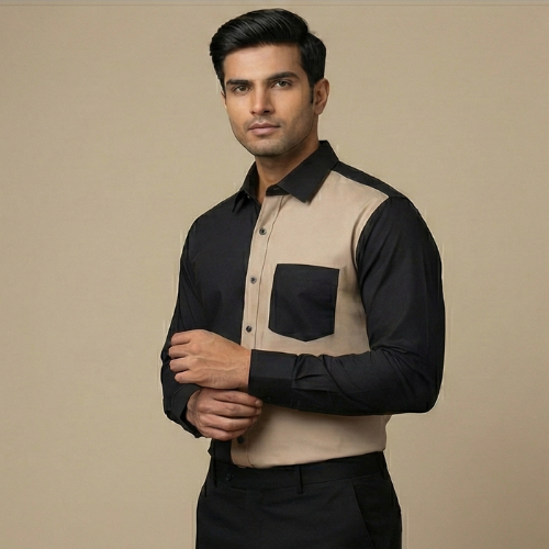 Home black & beige dual panel designer shirt